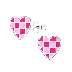 Silver Heart Stud Earrings - 17096