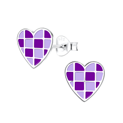 Silver Heart Stud Earrings - 17097