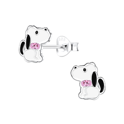 Silver Beagle Dog Stud Earrings - 17037 Silver Beagle Dog Stud Earrings - 17037