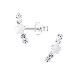 Silver Flower Stud Earrings - 17171