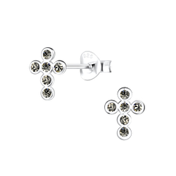Silver Cross Stud Earrings - 17140