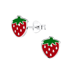 Silver Strawberry Stud Earrings - 17134