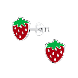 Silver Strawberry Stud Earrings - 17141