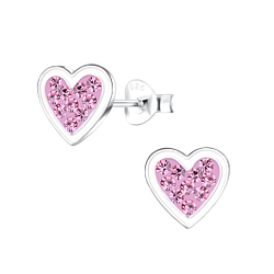 Silver Heart Stud Earrings - 17162