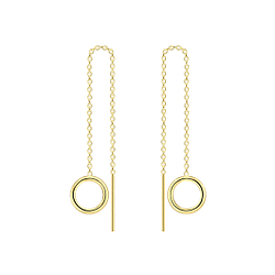 Silver Thread Through Circle Earrings - 17155