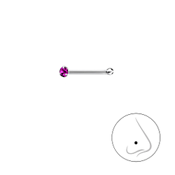 1.5mm Round Crystal Silver Nose Stud With Ball - Wholesale - 8847