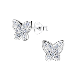 Silver Butterfly Stud Earrings - 17201