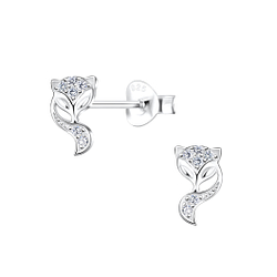 Silver Fox Stud Earrings - 17222