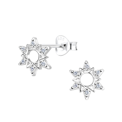 Silver Sun Stud Earrings - 17336