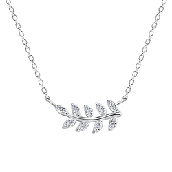 Silver Olive Leaf Necklace - 17273