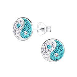 Silver Yin Yang Stud Earrings - 13975