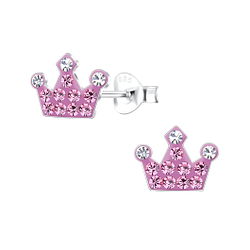 Silver Crown Stud Earrings - 17309