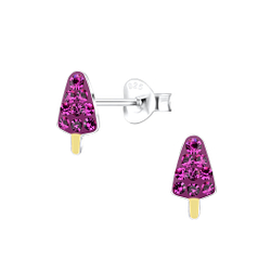 Silver Ice Cream Stud Earrings - 17192