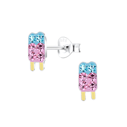 Silver Ice Cream Stud Earrings - 17195