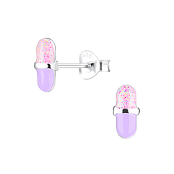 Silver Microphone Stud Earrings - 17135
