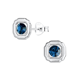 Silver Geometric Crystal Stud Earrings - 17207