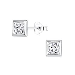 Silver Square Stud Earrings - 17246 Silver Square Stud Earrings - 17246