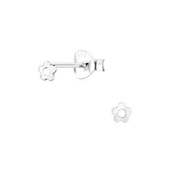Silver Flower Stud Earrings - 17331