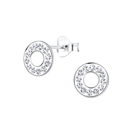 Silver Circle Crystal Stud Earrings - 17209 Silver Circle Crystal Stud Earrings - 17209