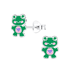Silver Frog Stud Earrings - 17301