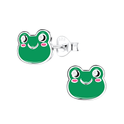 Silver Frog Stud Earrings - 17228
