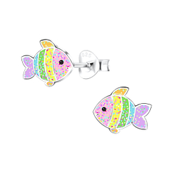 Silver Fish Stud Earrings - 17303