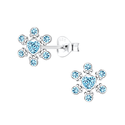 Silver Snowflake Stud Earrings - 17313