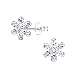Silver Snowflake Stud Earrings - Wholesale - 17313