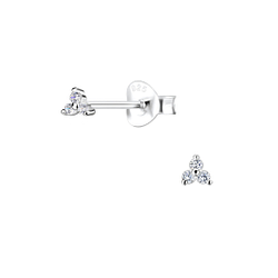 Silver Three Stone Stud Earrings - 17280 Silver Three Stone Stud Earrings - 17280