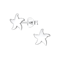 Silver Starfish Stud Earrings - 17481