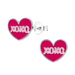Silver XOXO Heart Stud Earrings - 17488