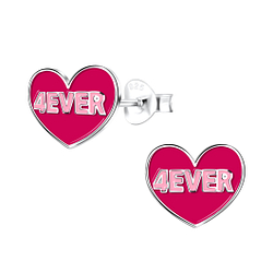Silver 4Ever Heart Stud Earrings - 17495