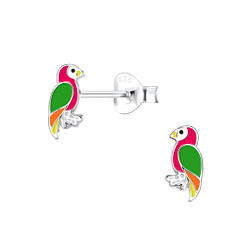 Silver Parrot Stud Earrings - 17470