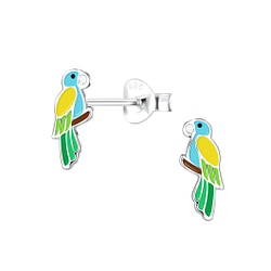 Silver Parrot Stud Earrings - 17472