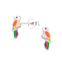 Silver Parrot Stud Earrings - 17473