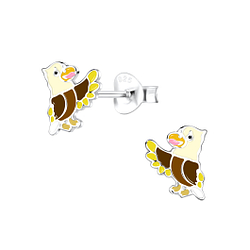 Silver Eagle Stud Earrings - 17478