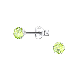 4mm Round Cubic Zirconia Silver Stud Earrings - 17398