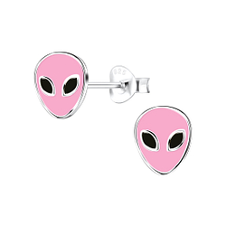 Silver Alien Stud Earrings - 17462