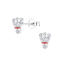 Silver Shuttlecock Stud Earrings - 17551