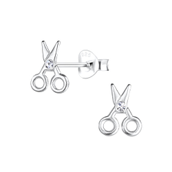 Silver Scissors Stud Earrings - 17424
