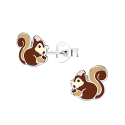 Silver Squirrel Stud Earrings - 18537
