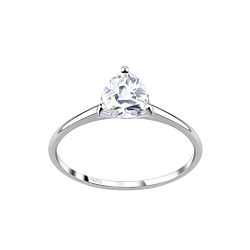 6mm Trillion Cubic Zirconia Silver Ring - 17371 6mm Trillion Cubic Zirconia Silver Ring - 17371