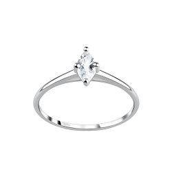 3X6mm Marquise Cubic Zirconia Silver Ring - 17374
