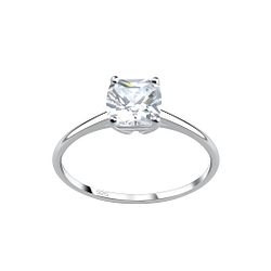 6mm Cushion Cubic Zirconia Silver Ring - 17375