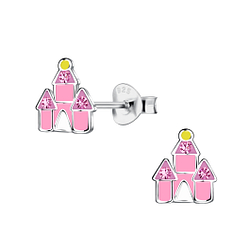 Silver Castle Stud Earrings - 17865