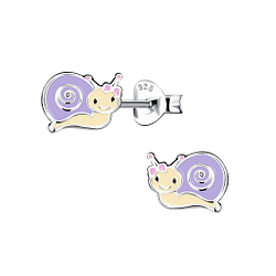 Silver Snail Stud Earrings - 17882
