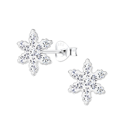Silver Snowflake Stud Earrings - 17852