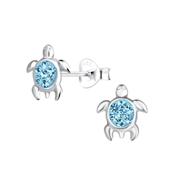 Silver Turtle Stud Earrings - 17609
