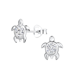 Silver Turtle Stud Earrings - 17609