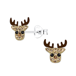 Silver Reindeer Stud Earrings - 18020